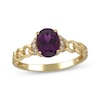 Thumbnail Image 1 of Oval-Cut Rhodolite Garnet & Diamond Chain Link Fashion Ring 1/20 ct tw 14K Yellow Gold