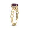 Thumbnail Image 2 of Oval-Cut Rhodolite Garnet & Diamond Chain Link Fashion Ring 1/20 ct tw 14K Yellow Gold