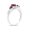 Thumbnail Image 2 of Heart-Shaped Lab-Created Ruby & White Lab-Created Sapphire Three-Stone Ring Sterling Silver