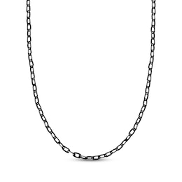 Men's Hollow Rolo Chain Necklace 5.5mm Stainless Steel & Black Ion Plating 22&quot;