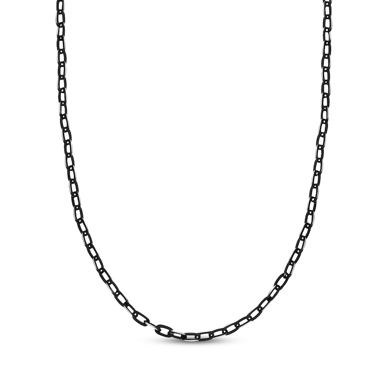 Main Image 1 of Men's Hollow Rolo Chain Necklace 5.5mm Stainless Steel & Black Ion Plating 22&quot;