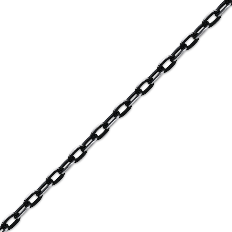 Main Image 2 of Men's Hollow Rolo Chain Necklace 5.5mm Stainless Steel & Black Ion Plating 22&quot;