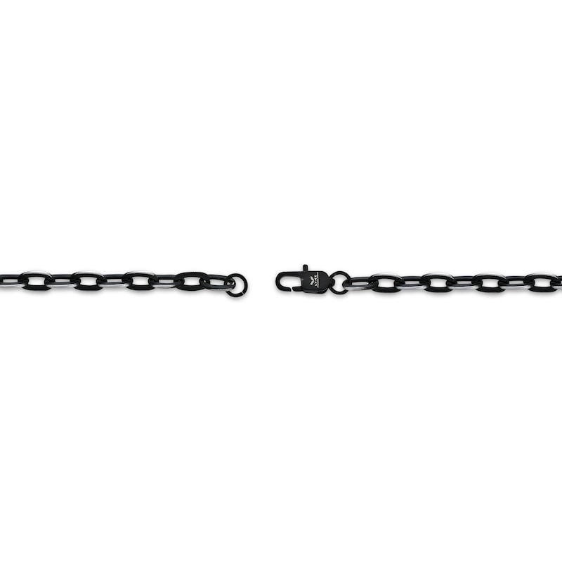 Main Image 3 of Men's Hollow Rolo Chain Necklace 5.5mm Stainless Steel & Black Ion Plating 22&quot;