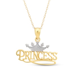 &quot;Princess&quot; Crown Necklace 14K Two-Tone Gold 18&quot;