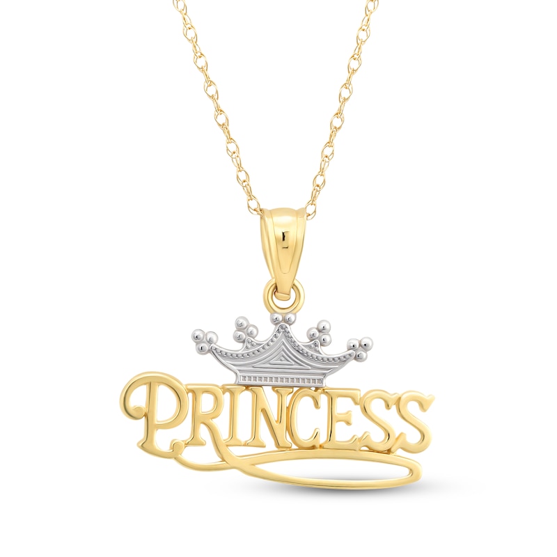 Main Image 1 of &quot;Princess&quot; Crown Necklace 14K Two-Tone Gold 18&quot;