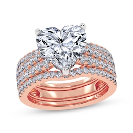 Adore Heart-Shaped Lab-Grown Diamond Three-Piece Bridal Set 3 ct tw 14K Rose Gold