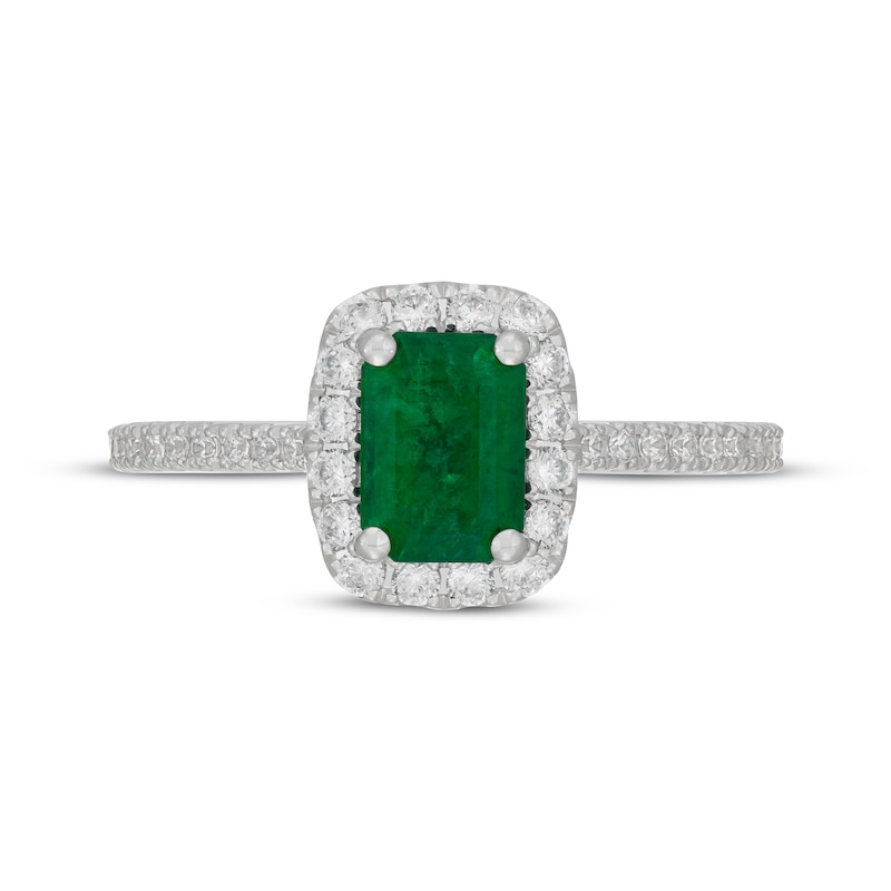 Neil Lane Emerald-Cut Natural Emerald & Diamond Engagement Ring 1/2 ct tw 14K White Gold