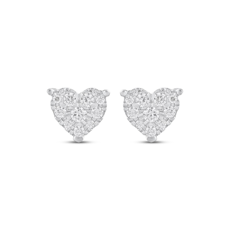 Diamond Heart Stud Earrings 1/2 ct tw 10K White Gold