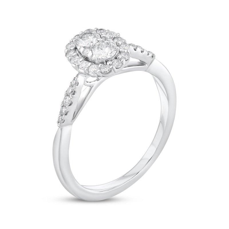 Multi-Diamond Diamond Oval-Shaped Engagement Ring 1/2 ct tw 10K White Gold
