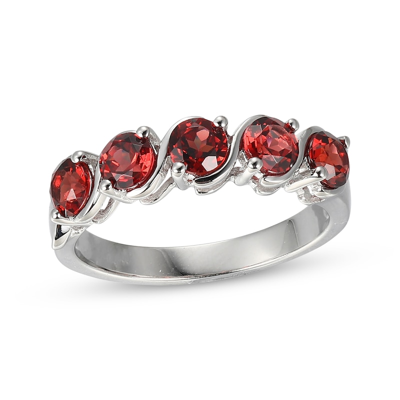 Garnet S-Curve Ring Sterling Silver