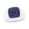 Thumbnail Image 0 of Men's Blue Lab-Created Sapphire Cushion-Shaped Ring Sterling Silver