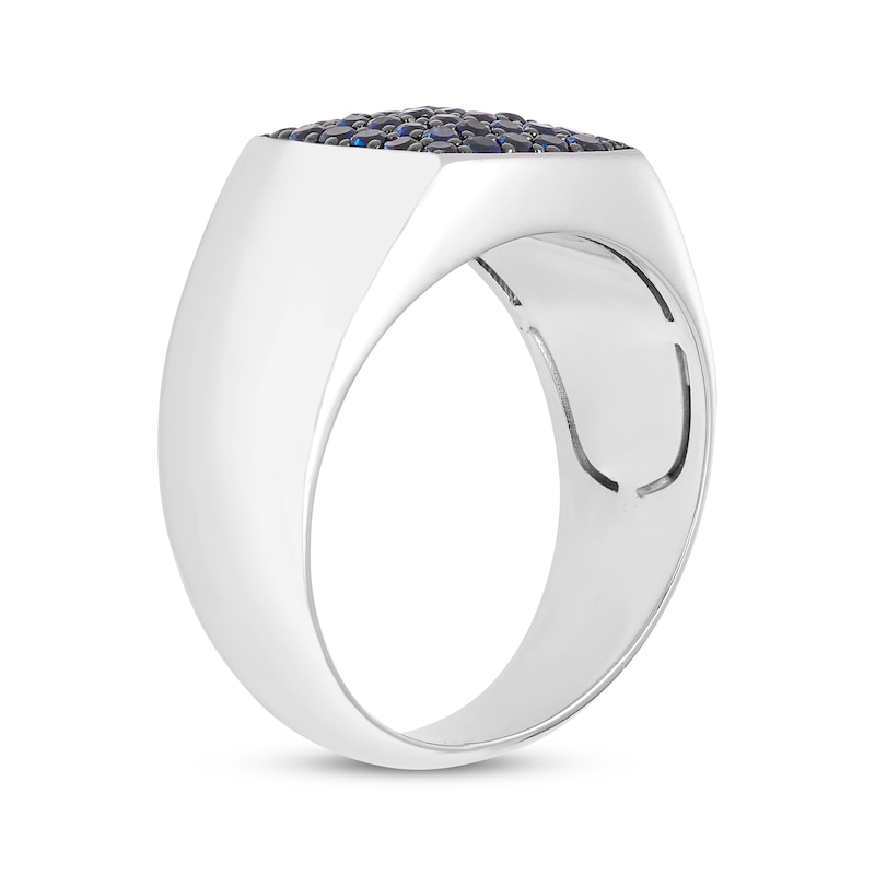 Men's Blue Lab-Created Sapphire Cushion-Shaped Ring Sterling Silver