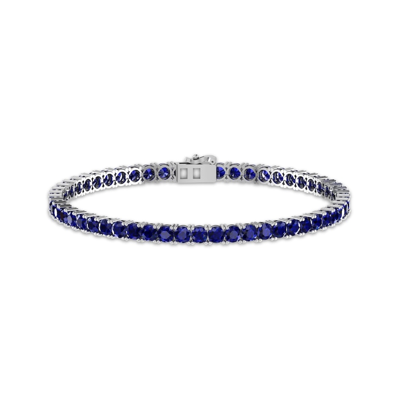 Men's Blue Lab-Created Sapphire Tennis Bracelet Sterling Silver 8.5 ...