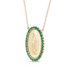 Thumbnail Image 2 of Lab-Created Emerald Our Lady of Guadalupe Oval Necklace 14K Yellow Gold 16&quot;