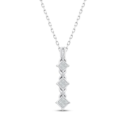 Princess-Cut Diamond Quad Trio Drop Necklace 1/4 ct tw 10K White Gold 18&quot;
