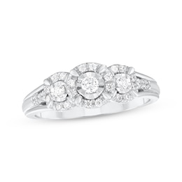 Round-Cut Diamond Three-Stone Engagement Ring 1/4 ct tw 10K White Gold