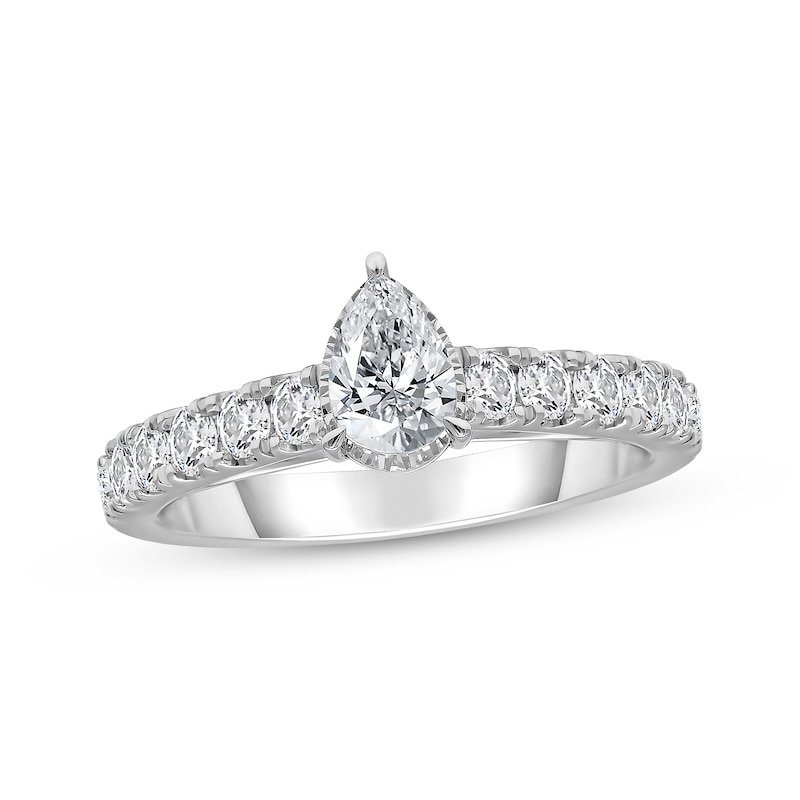 Main Image 1 of Pear-Shaped Diamond Engagement Ring 1 ct tw 10K White Gold