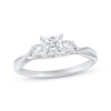 Thumbnail Image 1 of Princess & Round-Cut Diamond Three-Stone Engagement Ring 1/2 ct tw 10K White Gold