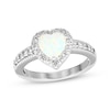 Thumbnail Image 1 of Heart-Shaped Lab-Created Opal & White Lab-Created Sapphire Ring Sterling Silver