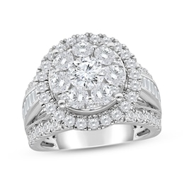 Lab-Created Diamonds by KAY Multi-Stone Halo Engagement Ring 4 ct tw 14K White Gold