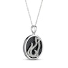 Thumbnail Image 1 of Black Agate & White Lab-Created Sapphire Cat Necklace Sterling Silver 18"