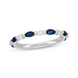 Neil Lane Marquise-Cut Natural Blue Sapphire & Diamond Anniversary Ring 1/6 ct tw 14K White Gold