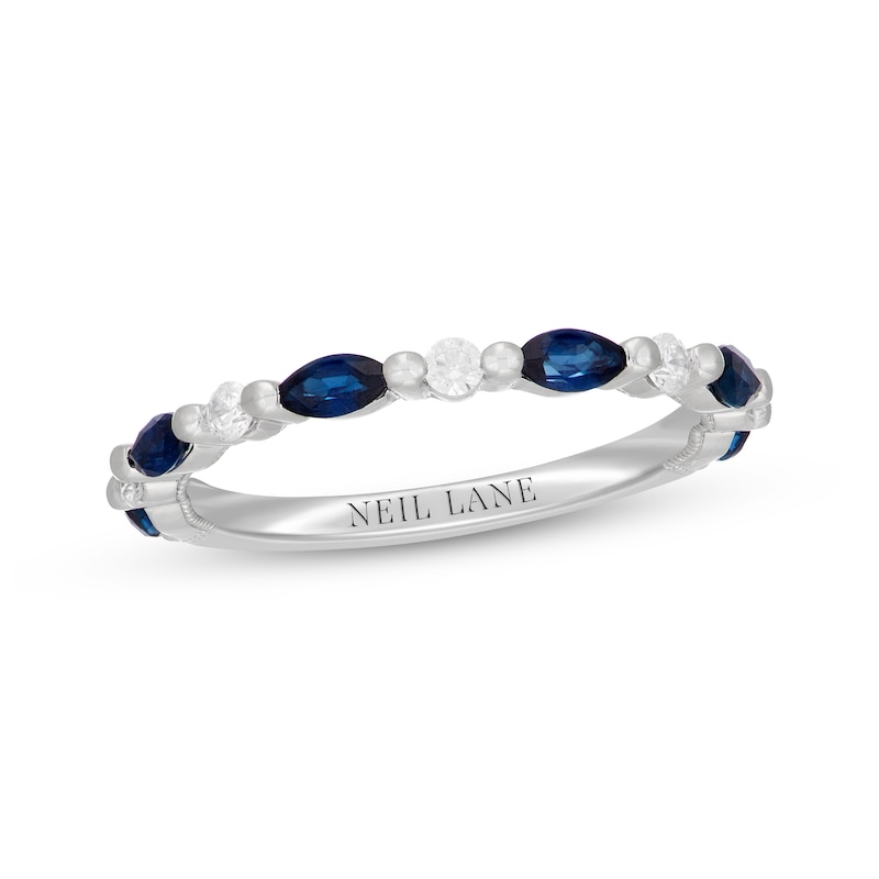 Main Image 1 of Neil Lane Marquise-Cut Natural Blue Sapphire & Diamond Anniversary Ring 1/6 ct tw 14K White Gold