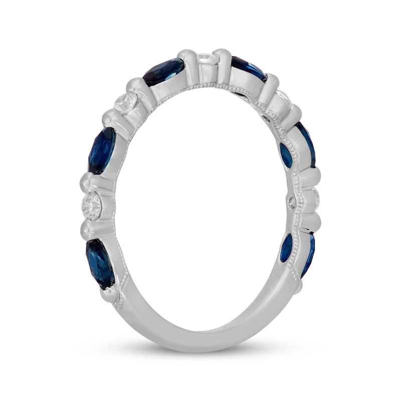 Main Image 2 of Neil Lane Marquise-Cut Natural Blue Sapphire & Diamond Anniversary Ring 1/6 ct tw 14K White Gold