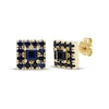 Thumbnail Image 0 of Square & Round-Cut Natural Blue Sapphire Stud Earrings 10K Yellow Gold