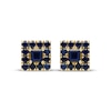 Thumbnail Image 1 of Square & Round-Cut Natural Blue Sapphire Stud Earrings 10K Yellow Gold