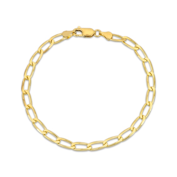 Solid Oval Link Curb Chain Bracelet 10K Yellow Gold 7.5"