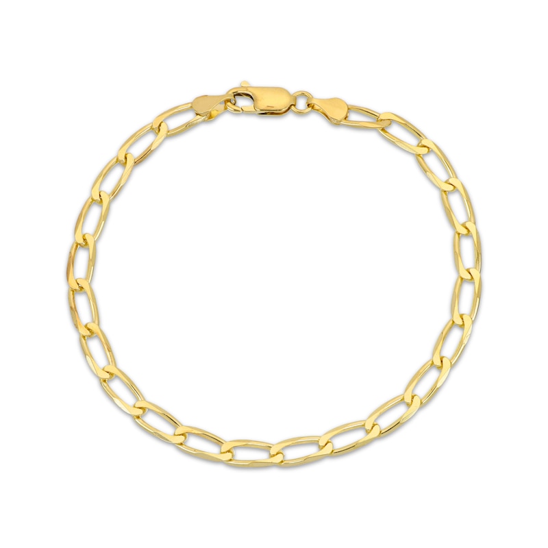 Main Image 1 of Solid Oval Link Curb Chain Bracelet 10K Yellow Gold 7.5&quot;