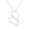 Thumbnail Image 1 of Diamond Three-Stone Tilted Heart Necklace 1/8 ct tw Sterling Silver 19&quot;