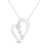 Thumbnail Image 2 of Diamond Three-Stone Tilted Heart Necklace 1/8 ct tw Sterling Silver 19&quot;