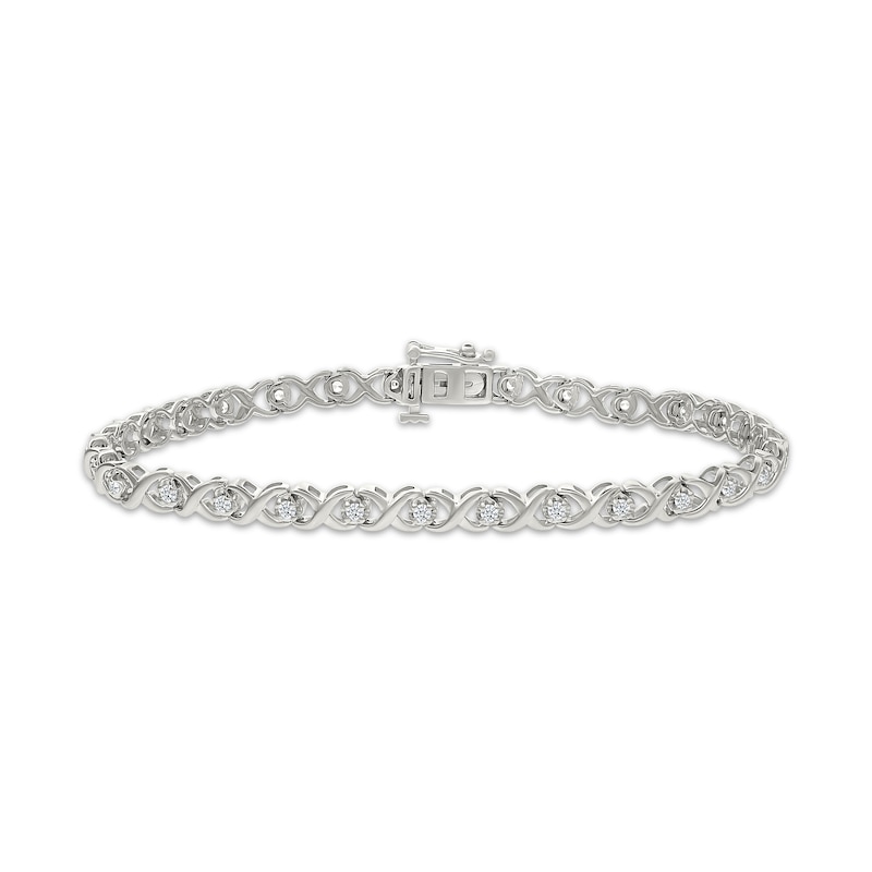 Main Image 1 of Diamond XO Bracelet 1/2 ct tw 10K White Gold 7&quot;