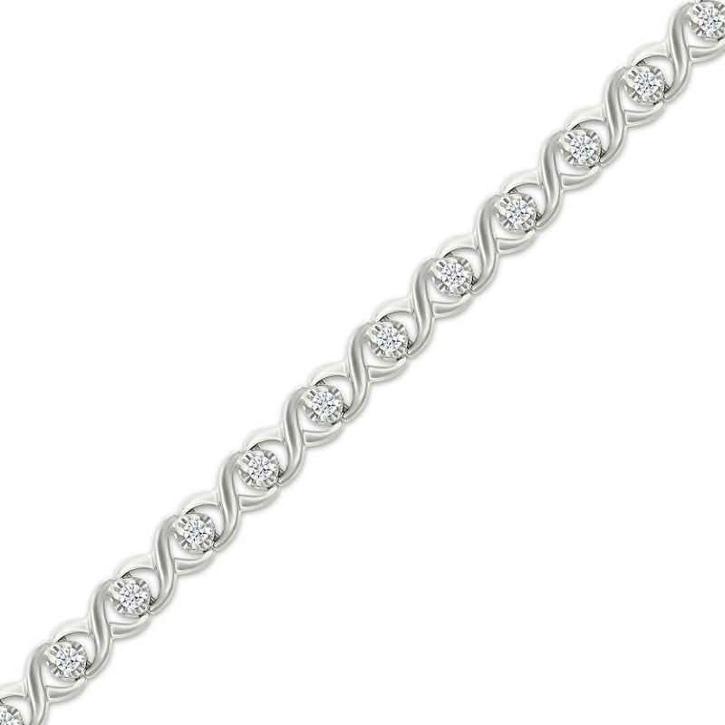 Main Image 2 of Diamond XO Bracelet 1/2 ct tw 10K White Gold 7&quot;