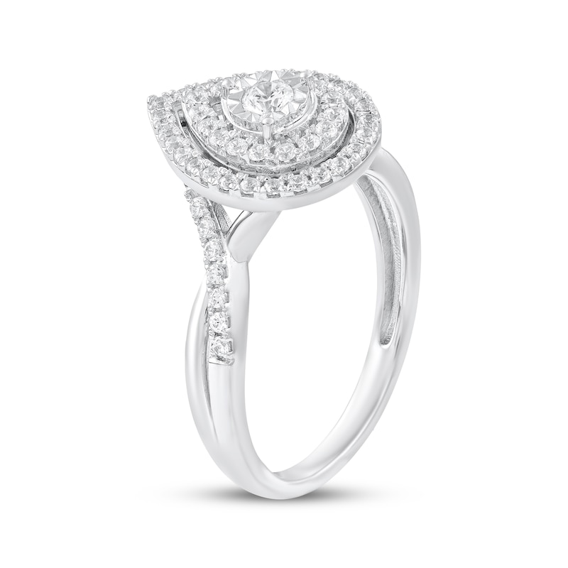 Main Image 2 of Round-Cut Diamond Double Halo Engagement Ring 1/2 ct tw 10K White Gold