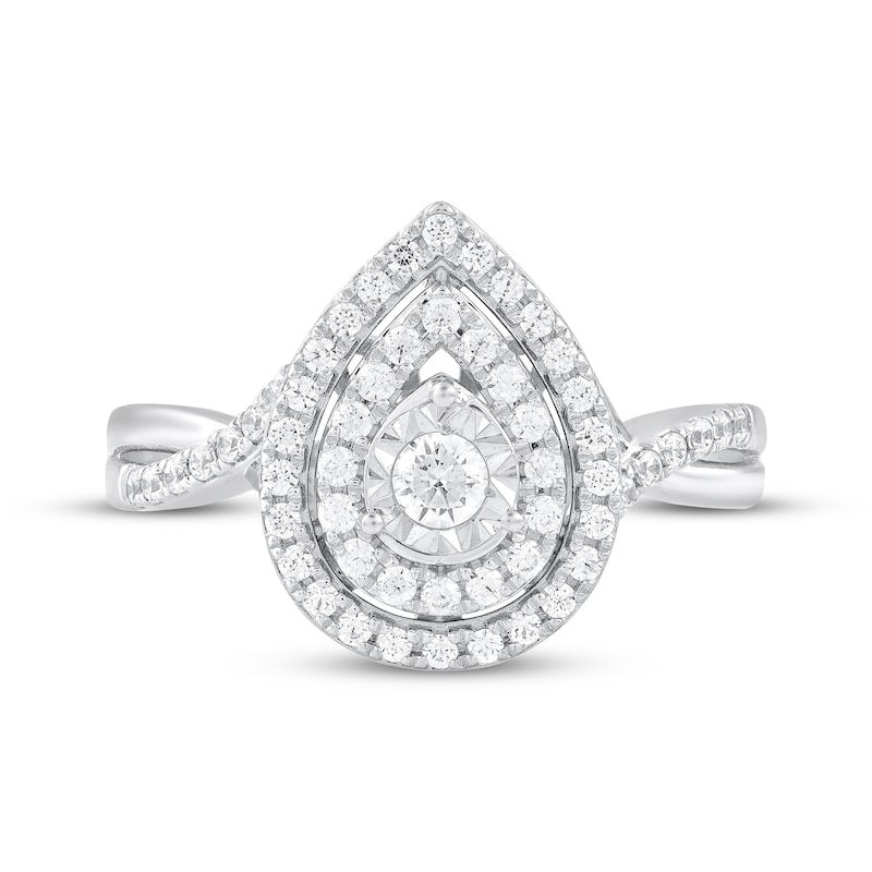 Main Image 3 of Round-Cut Diamond Double Halo Engagement Ring 1/2 ct tw 10K White Gold