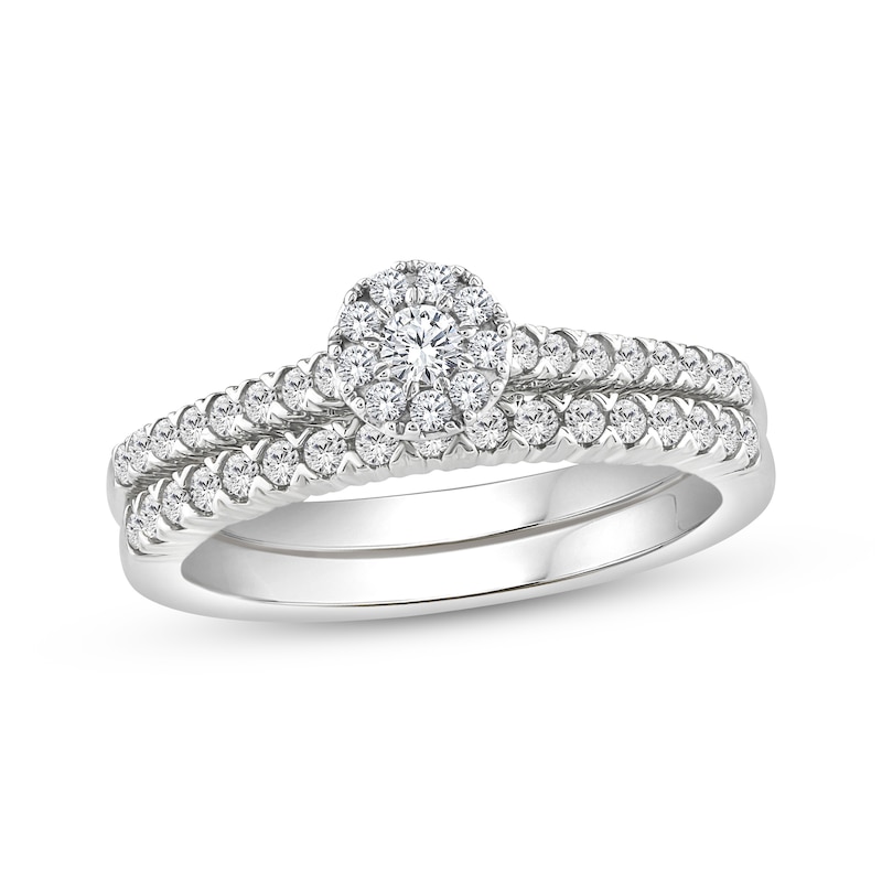 Main Image 1 of Multi-Diamond Center Bridal Set 1/2 ct tw 10K White Gold