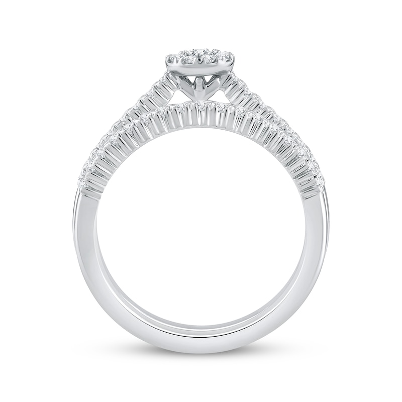 Main Image 3 of Multi-Diamond Center Bridal Set 1/2 ct tw 10K White Gold