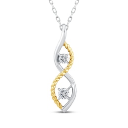 Threads of Love Diamond Double Infinity Necklace 1/8 ct tw 10K Yellow Gold & Sterling Silver 18&quot;