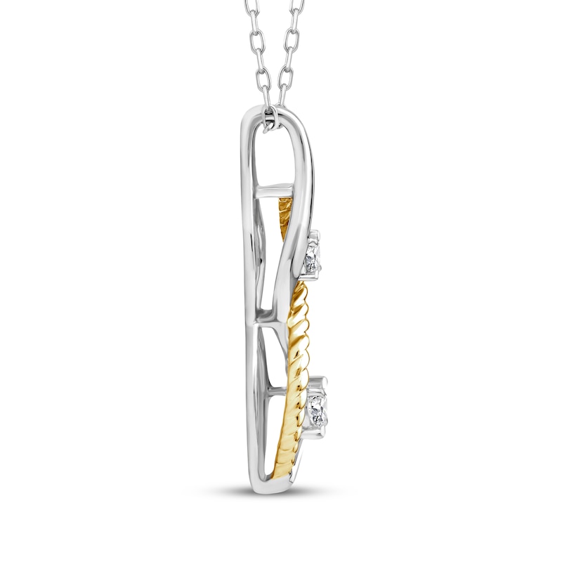 Main Image 2 of Threads of Love Diamond Double Infinity Necklace 1/8 ct tw 10K Yellow Gold & Sterling Silver 18&quot;