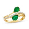 Thumbnail Image 0 of Le Vian Pear-Shaped Emerald Bypass Ring 1/3 ct tw Diamonds 14K Honey Gold