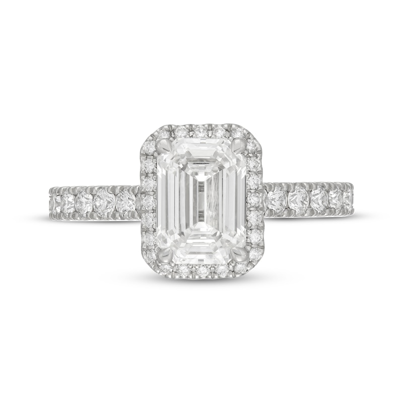 Main Image 3 of Neil Lane Artistry Heritage Emerald-Cut Lab-Grown Diamond Halo Engagement Ring 2-3/4 ct tw Platinum