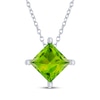 Thumbnail Image 1 of Square-Cut Peridot Solitaire Necklace Sterling Silver 18&quot;