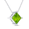 Thumbnail Image 2 of Square-Cut Peridot Solitaire Necklace Sterling Silver 18&quot;