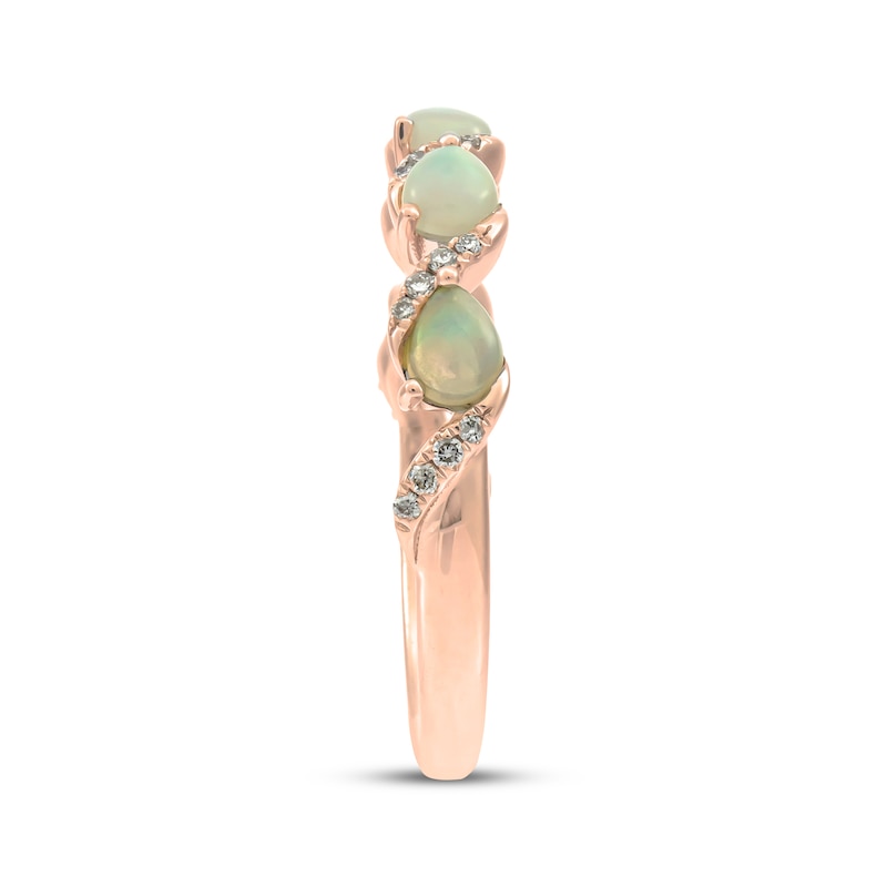 Pear-Shaped Natural Opal & Diamond Ring 1/15 ct tw 10K Rose Gold