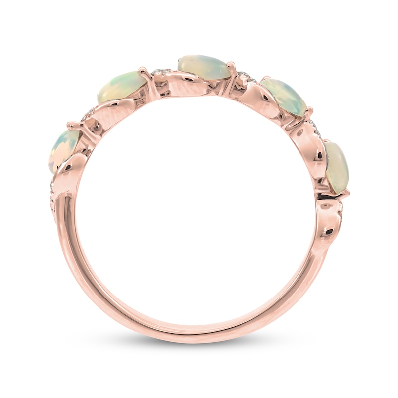 Pear-Shaped Natural Opal & Diamond Ring 1/15 ct tw 10K Rose Gold