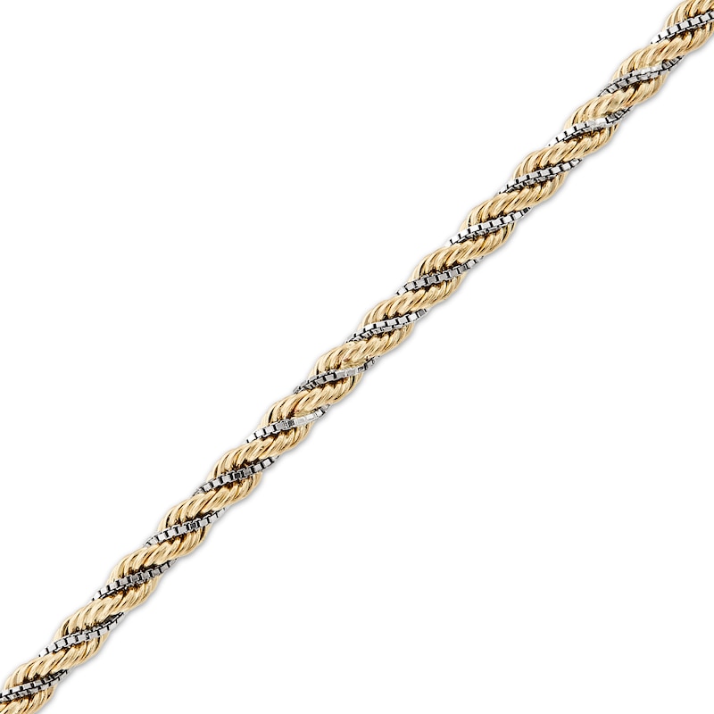 Main Image 3 of Hollow Rope & Box Chain Bracelet 2.46mm 10K Two-Tone Gold 7.5&quot;