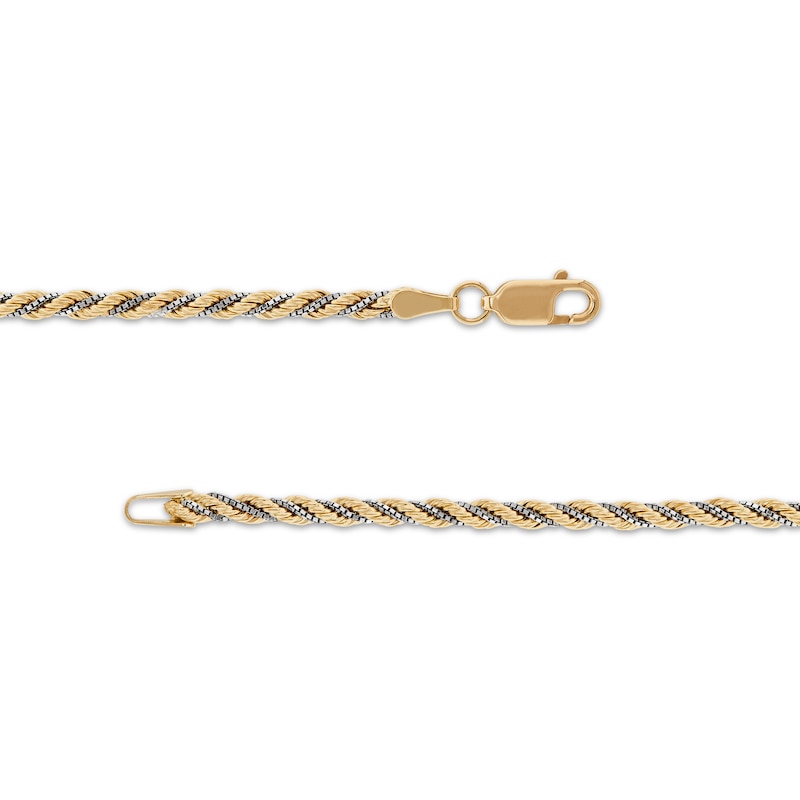 Main Image 4 of Hollow Rope & Box Chain Bracelet 2.46mm 10K Two-Tone Gold 7.5&quot;